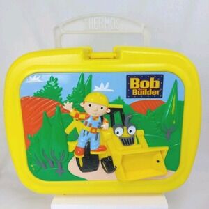Vintage Thermos Bob The Builder 3D Lunch Box Yellow Fun Graphics Box Only